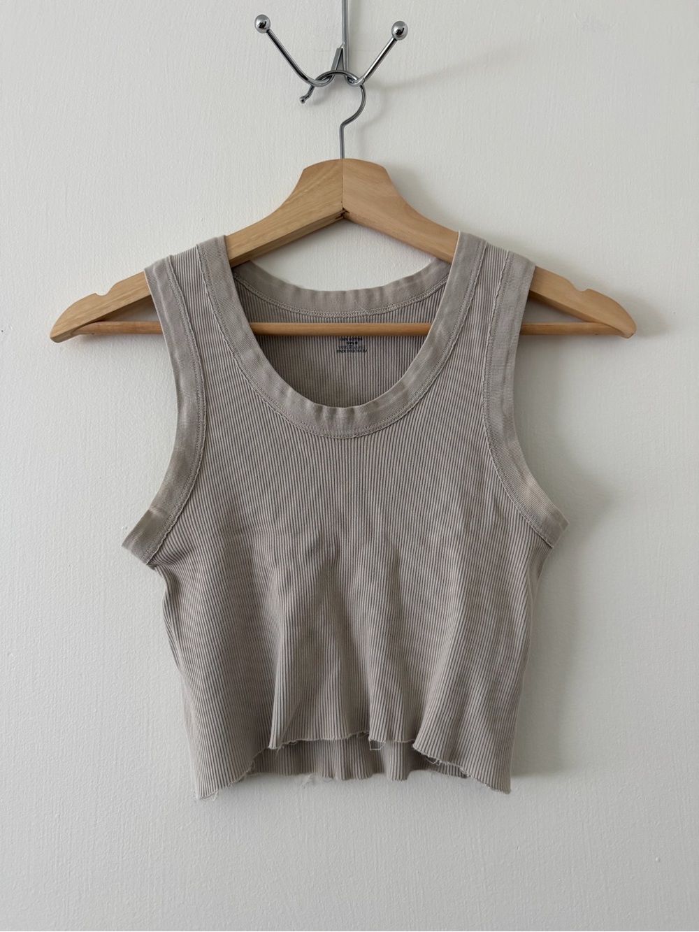 Brandy Melville Ribbed Crop Green Gray Tank Top